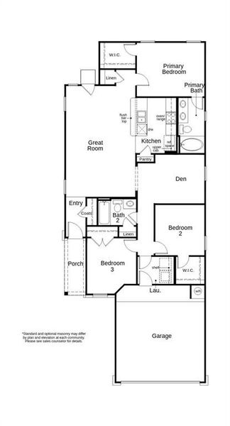 This floor plan features 3 bedrooms, 2 full baths, and over 1,300 square feet of living space.