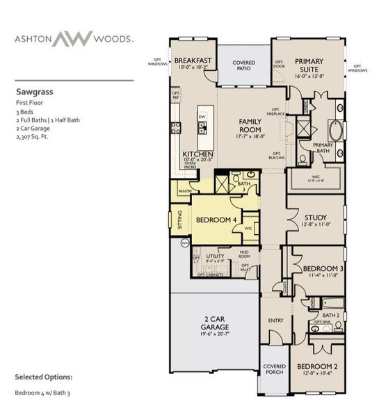 2D floor plan layout of this home in The Trails at Carmel, Pflugerville, TX (Image 5).