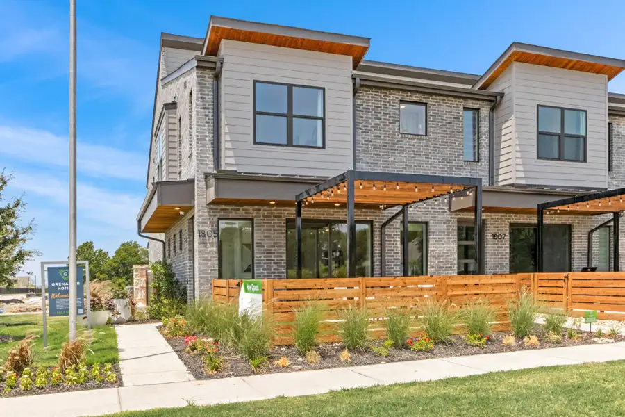 Front exterior of a new home in Willow Grove Townhomes, Melissa, TX, highlighting curb appeal (Image 1). Front exterior of a new home in Willow Grove Townhomes, Melissa, TX, highlighting curb appeal (Image 1).