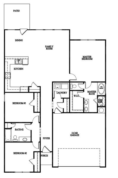 2D floor plan layout for the The Saunders by RTS Homes in Tranquil South, Hinesville, GA (Image 4).