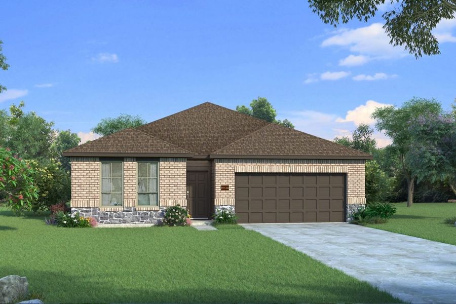 Representative exterior photo of a completed home built from the Basswood II Mustang Meadows 50s by Brohn Homes in Mustang Meadows, Waller, TX (Image 11).