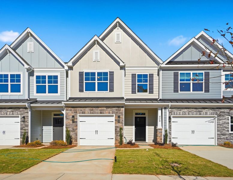 Front exterior of a new home in Blythe Mill Townhomes, Waxhaw, NC, highlighting curb appeal (Image 29).