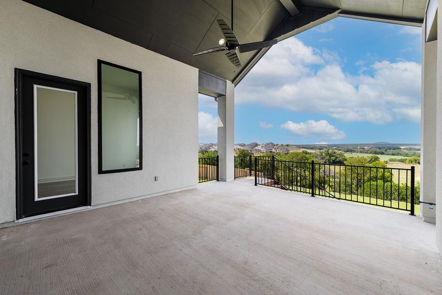 Exterior details and patio area of a home in Lariat - 80', Liberty Hill (Image 15). Exterior details and patio area of a home in Lariat - 80', Liberty Hill (Image 15).