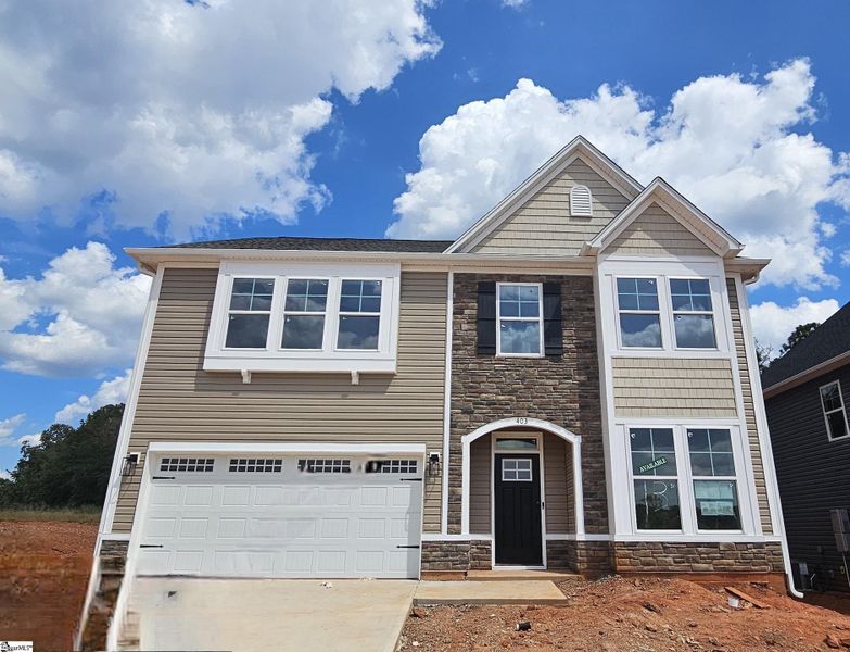 Front exterior of a new home in Sedona, Greenville, SC, highlighting curb appeal (Image 1).