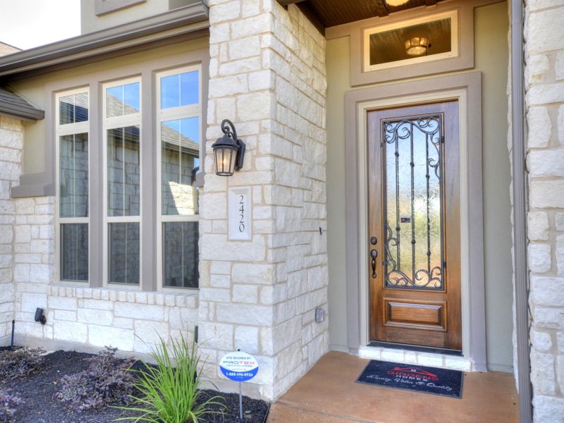 Representative exterior details of a home built from the San Simeon I by Giddens Homes in Clearwater Ranch, Liberty Hill (Image 79).
