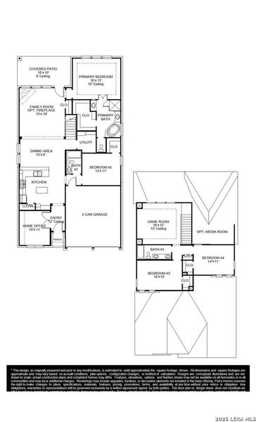 2D floor plan layout of this home in Arcadia Ridge, San Antonio, TX (Image 2).