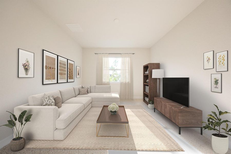 Virtually Staged- Cottage--Den-with-Sofa