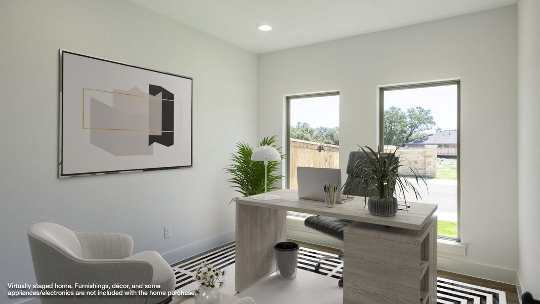 Office featuring baseboards and recessed lighting