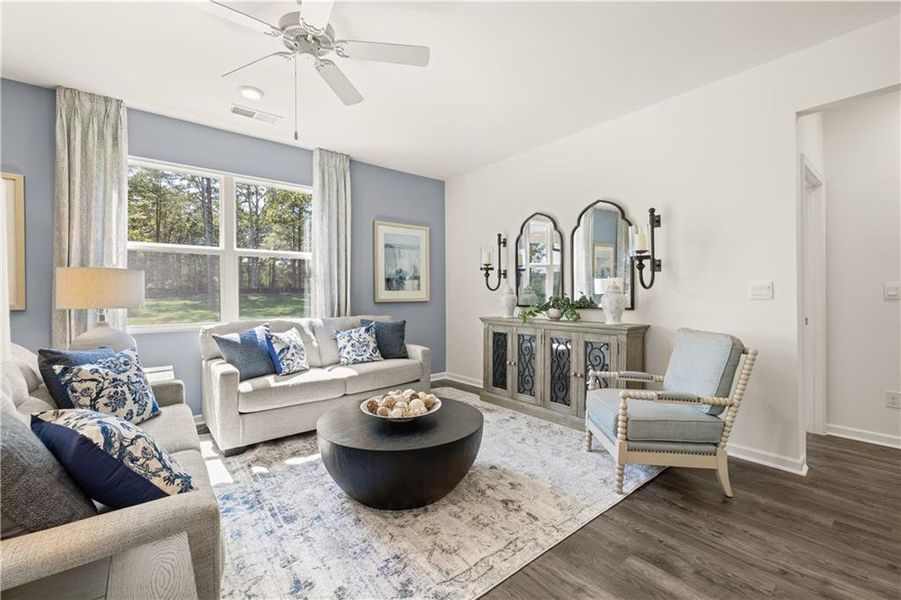 Furnished interior view inside a new home in Kingston Ranch at Lake Oconee, Buckhead (Image 36). Furnished interior view inside a new home in Kingston Ranch at Lake Oconee, Buckhead (Image 36).