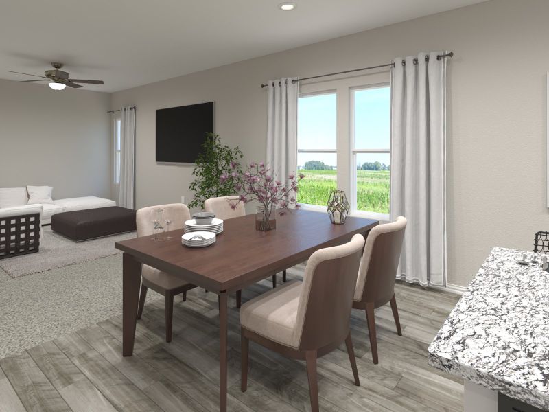 Furnished interior view inside a new home in Cibolo Hills West - Spring Series, Fort Worth (Image 5). Furnished interior view inside a new home in Cibolo Hills West - Spring Series, Fort Worth (Image 5).