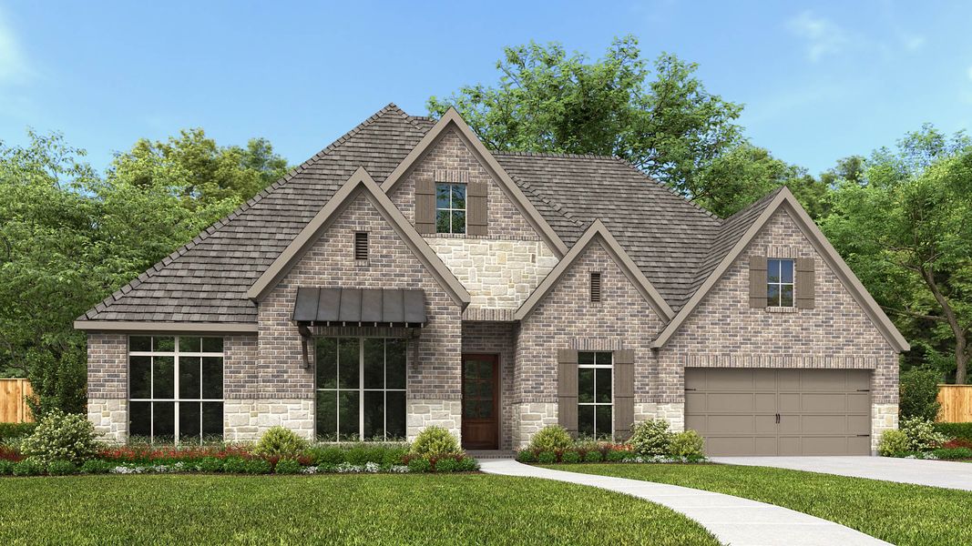 Front exterior of a new home in Audubon, Magnolia, TX, highlighting curb appeal (Image 1). Front exterior of a new home in Audubon, Magnolia, TX, highlighting curb appeal (Image 1).