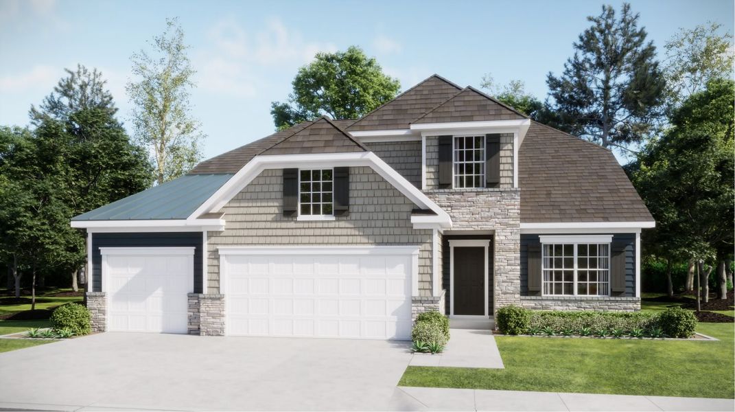 Front exterior of a new home in Roselyn, Lancaster, SC, highlighting curb appeal (Image 1). Front exterior of a new home in Roselyn, Lancaster, SC, highlighting curb appeal (Image 1).
