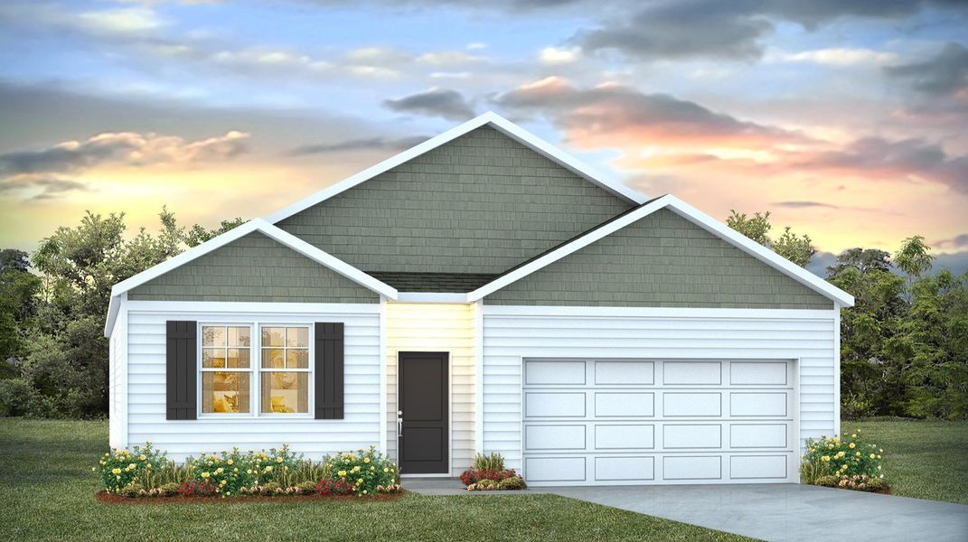 Representative exterior photo of a completed home built from the Cali by D.R. Horton in Meadowview Plantation, Sumter, SC (Image 17). Representative exterior photo of a completed home built from the Cali by D.R. Horton in Meadowview Plantation, Sumter, SC (Image 17).