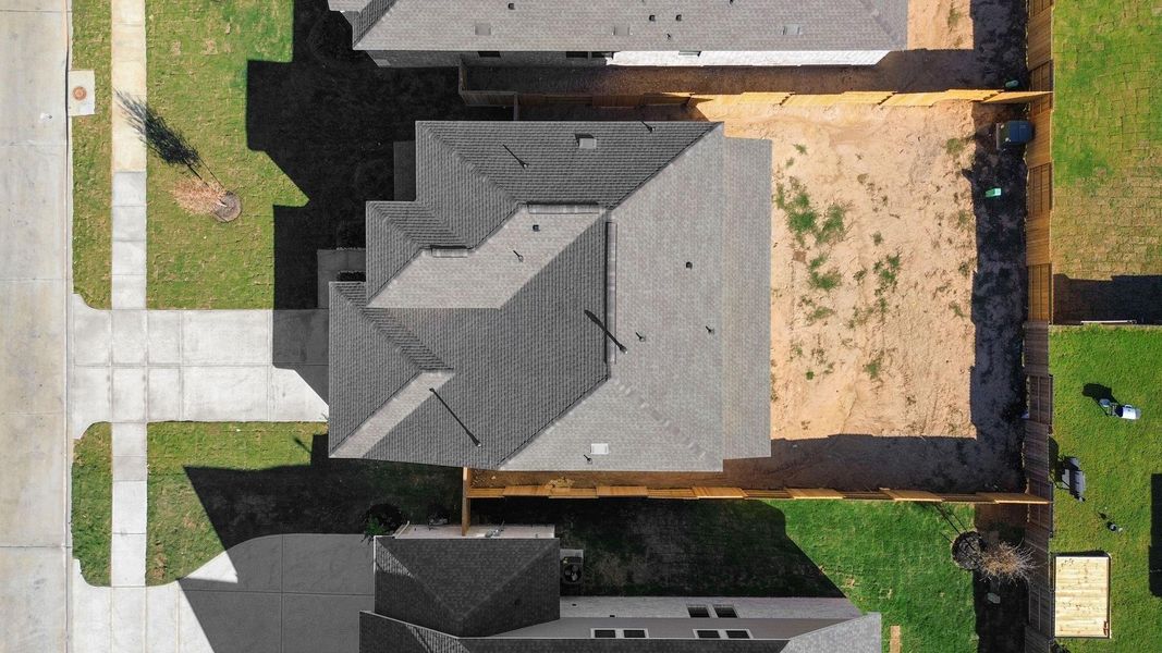 This aerial view of your home shows the amazing view of your lot.
