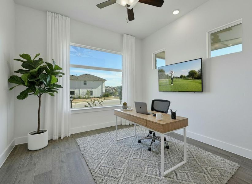Furnished interior view inside a new home in Rough Hollow, Lakeway (Image 10).