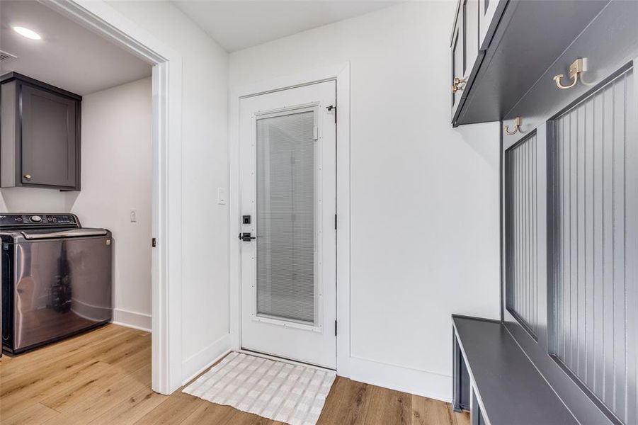 The laundry room and mud room have convenient access to the garage.