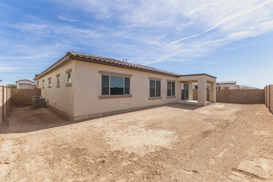 Exterior details and patio area of a home in Valencia at Granite Vista, Waddell (Image 17).