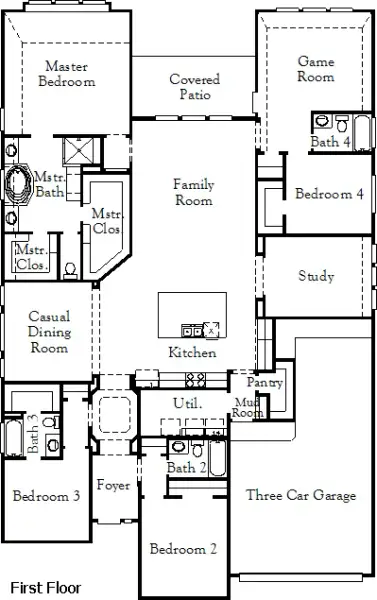 2D floor plan layout of this home in Painted Tree, McKinney, TX (Image 3).