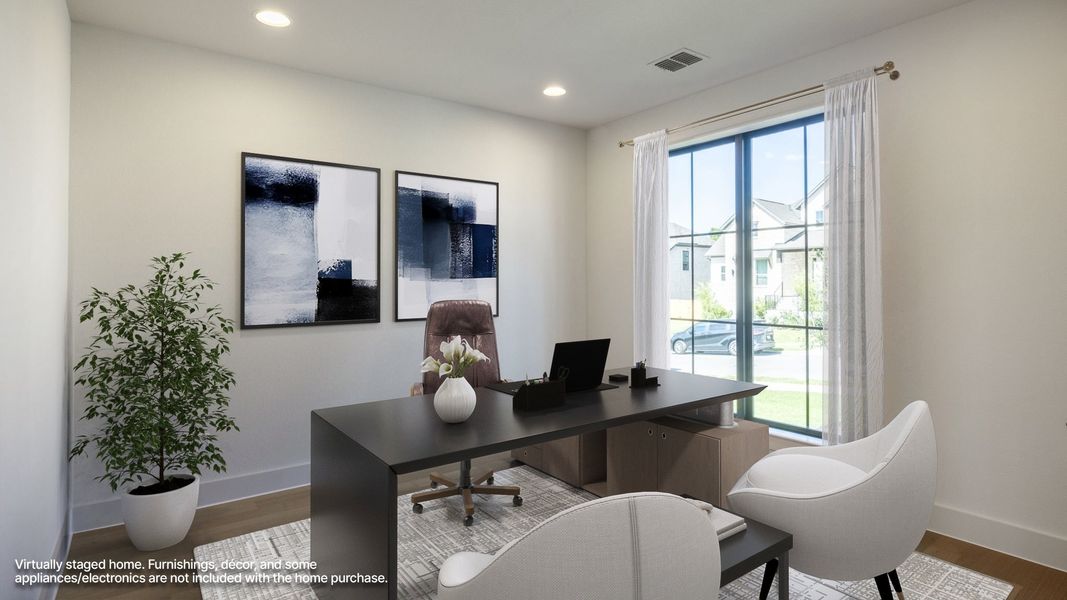 Furnished interior view inside a new home in Palmera Ridge, Leander (Image 7). Furnished interior view inside a new home in Palmera Ridge, Leander (Image 7).