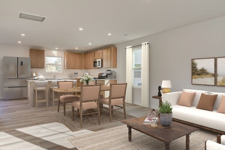 Family Room, Dining Area and Kitchen Family Room, Dining Area and Kitchen