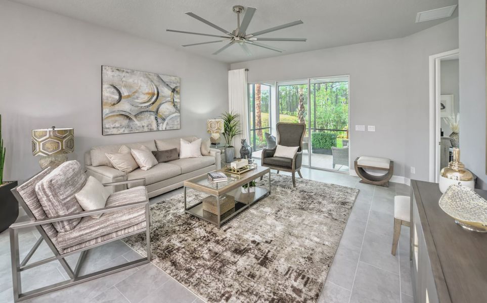 Furnished interior view inside a new home in Woodhaven, Port Orange (Image 9). Furnished interior view inside a new home in Woodhaven, Port Orange (Image 9).