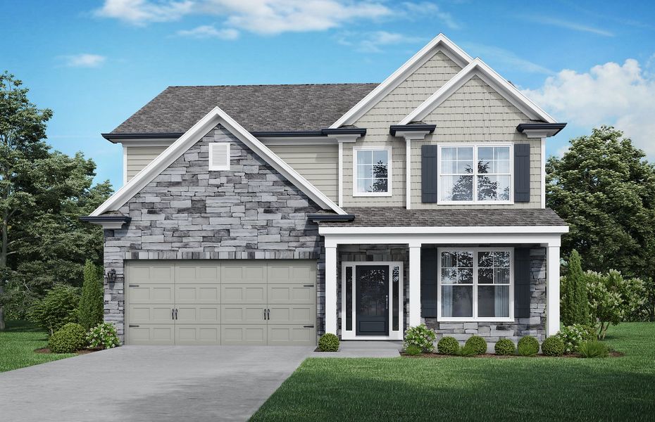 Representative exterior photo of a completed home built from the Inwood by McKinley Homes in Hellen Valley, Braselton, GA (Image 1).