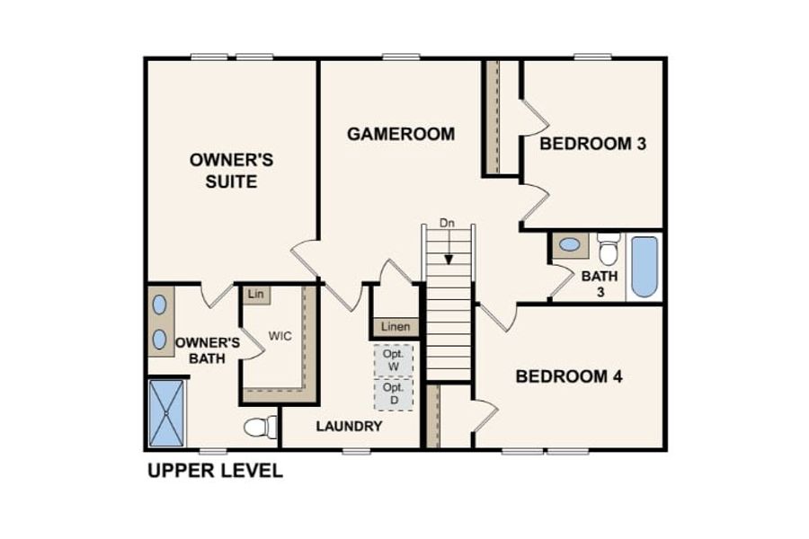 2D floor plan layout for the Dupont by Century Communities in Lakes at Black Oak, Magnolia, TX (Image 3).