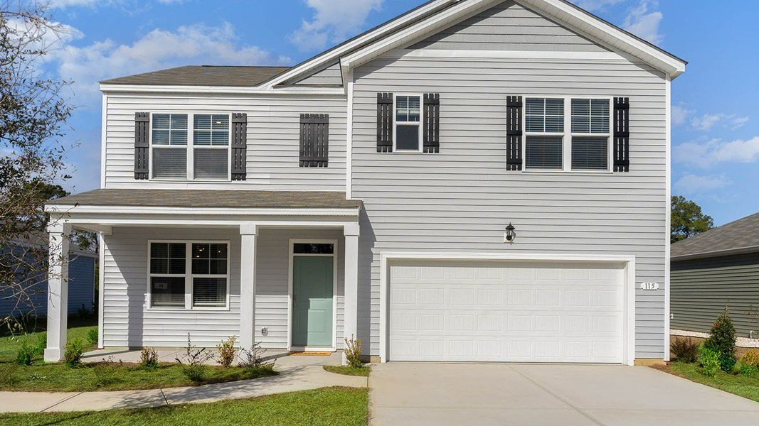 Front exterior of a new home in Ridgefield, Conway, SC, highlighting curb appeal (Image 1).