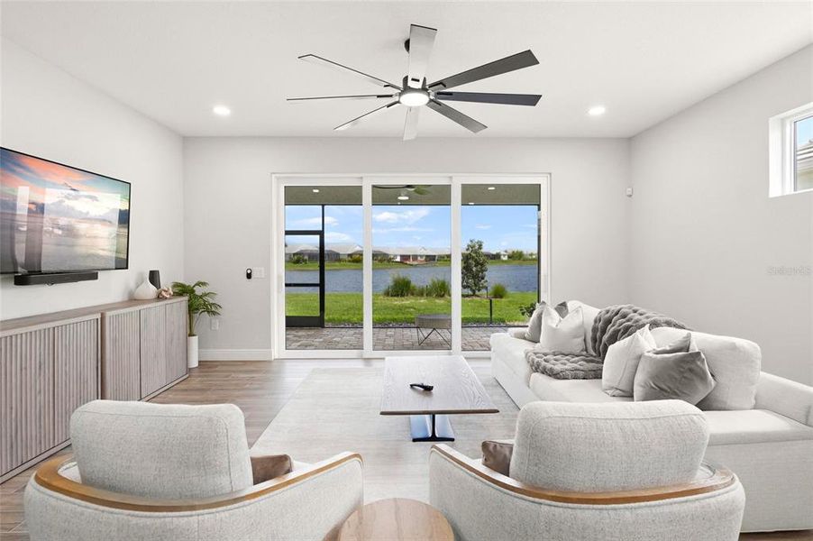 Furnished interior view inside a new home in LakeHouse Cove at Waterside, Sarasota (Image 18). Furnished interior view inside a new home in LakeHouse Cove at Waterside, Sarasota (Image 18).