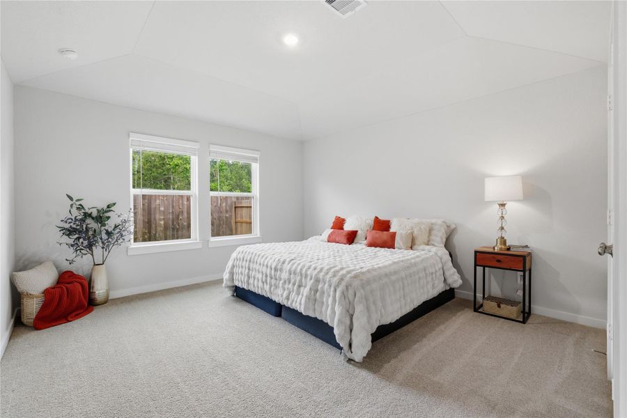 This Primary bedroom is bright and spacious.