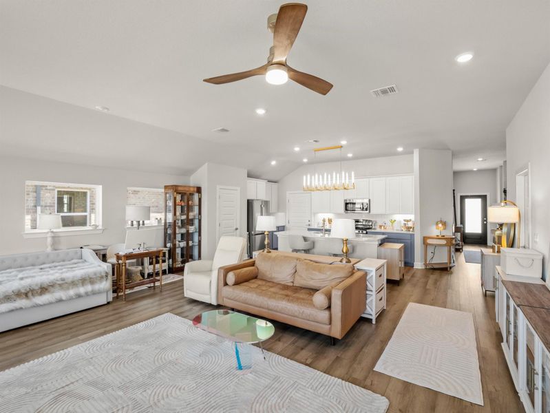 Furnished interior view inside a new home in The Colony, Bastrop (Image 18). Furnished interior view inside a new home in The Colony, Bastrop (Image 18).