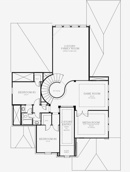 2D floor plan layout for the 3399W by Perry Homes in Two Step Farm 60', Montgomery, TX (Image 6).