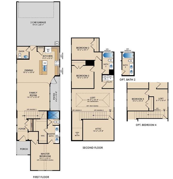 2D floor plan layout for the Primrose by Pacesetter Homes in Elevon, Lavon, TX (Image 4).