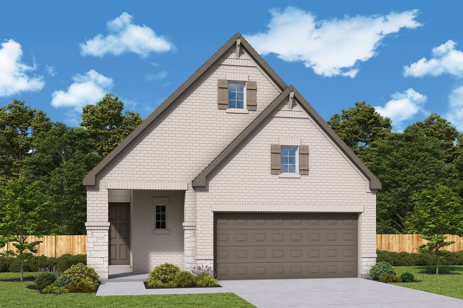 Representative exterior photo of a completed home built from the The Cleveland by David Weekley Homes in Prairieland Village 40' Homesites, Cypress, TX (Image 20).