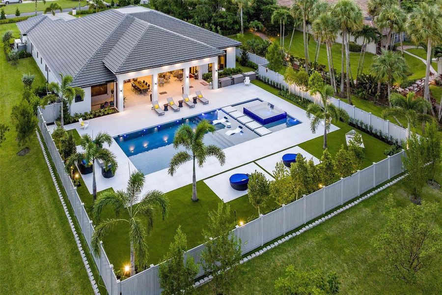 Over an acre lot with resort level yard