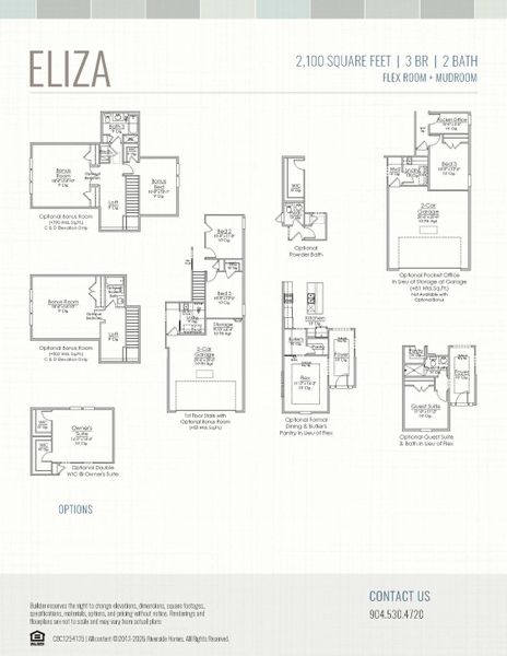 2D floor plan layout for the Eliza by Riverside Homes in Mariposa at EverRange 50' Series, Jacksonville, FL (Image 6).