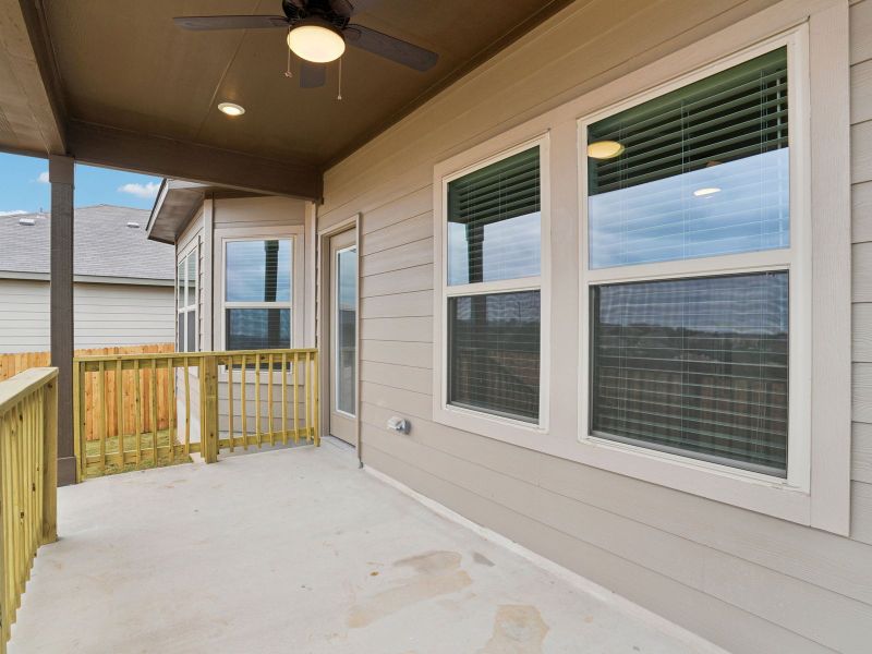 Exterior details and patio area of a home in Lark Canyon, New Braunfels (Image 4).