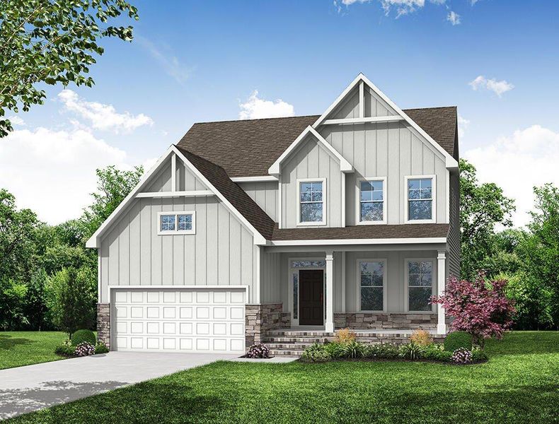 Front exterior of a new home in True Cedar at Woodside Plantation, Aiken, SC, highlighting curb appeal (Image 1). Front exterior of a new home in True Cedar at Woodside Plantation, Aiken, SC, highlighting curb appeal (Image 1).