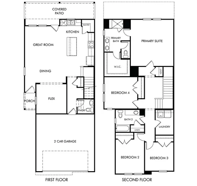 2D floor plan layout of this home in Bridge Creek Village - City Series, Cypress, TX (Image 2). 2D floor plan layout of this home in Bridge Creek Village - City Series, Cypress, TX (Image 2).