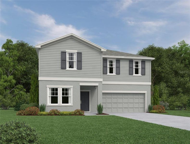 Front exterior of a new home in Tyson Reserve, St. Cloud, FL, highlighting curb appeal (Image 14).