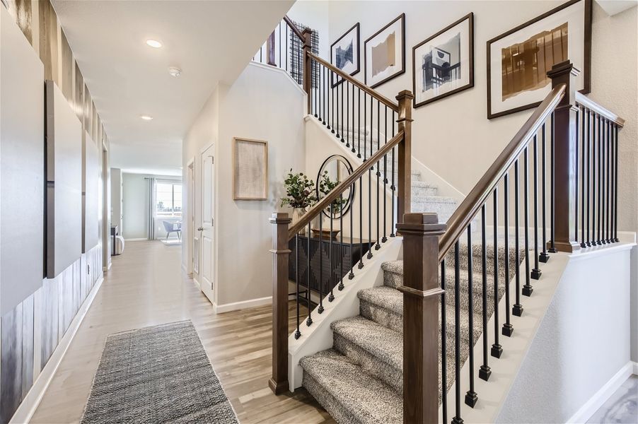 A staircase in a house. A staircase in a house.