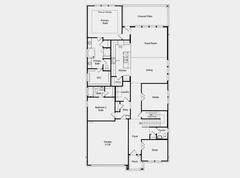 2D floor plan layout for the Piedmont by Taylor Morrison in Turners Crossing, Austin, TX (Image 3). 2D floor plan layout for the Piedmont by Taylor Morrison in Turners Crossing, Austin, TX (Image 3).