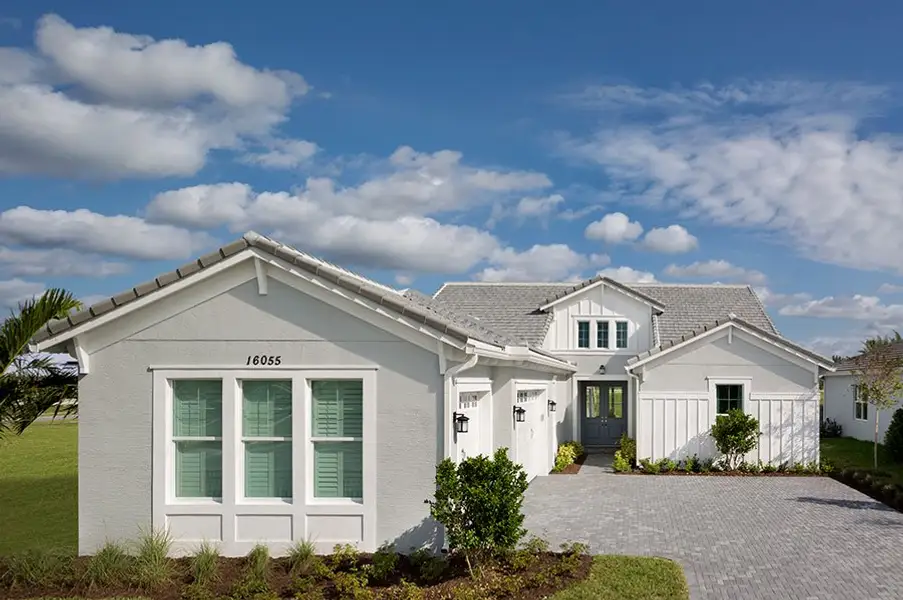 Representative exterior photo of a completed home built from the Sandhill by Minto Communities in Westlake, Loxahatchee, FL (Image 16). Representative exterior photo of a completed home built from the Sandhill by Minto Communities in Westlake, Loxahatchee, FL (Image 16).