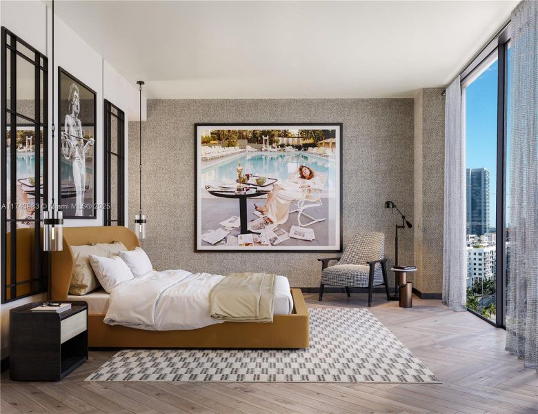 Furnished interior view inside a new home in The Rider Wynwood, Miami (Image 4).