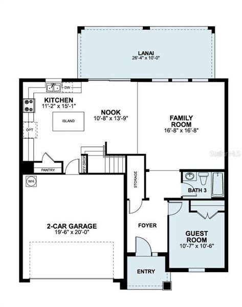2D floor plan layout of this home in Eden at Crossprairie, St. Cloud, FL (Image 3).
