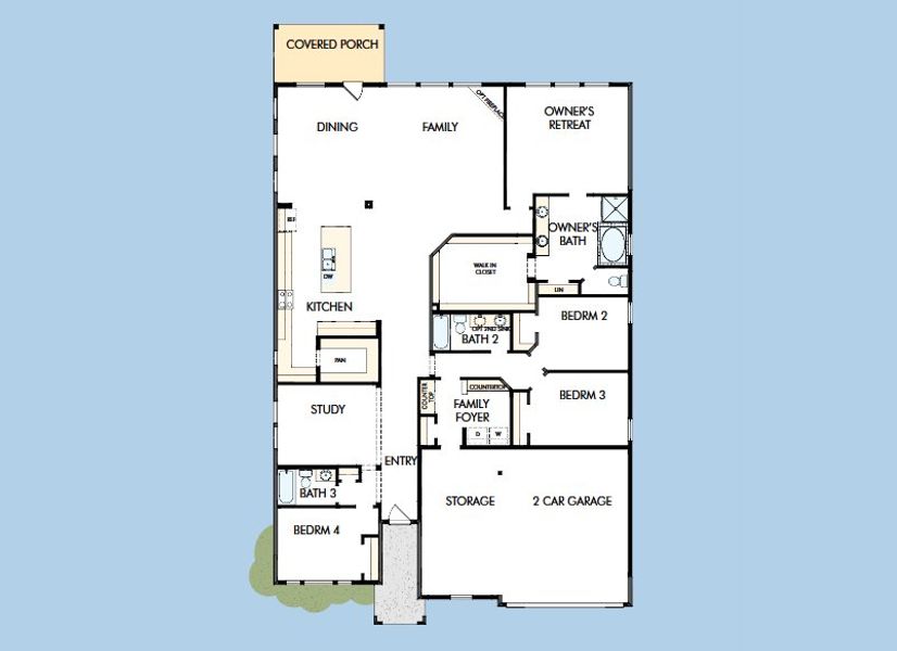 2D floor plan layout for the The Birkshire by David Weekley Homes in Prairieland Village 60' Homesites, Cypress, TX (Image 4).