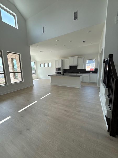 Open Concept Family Room with soaring ceiling