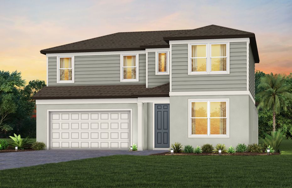 Representative exterior photo of a completed home built from the Coral Grand by Pulte Homes in Spencer Glen, Riverview, FL (Image 1). Representative exterior photo of a completed home built from the Coral Grand by Pulte Homes in Spencer Glen, Riverview, FL (Image 1).