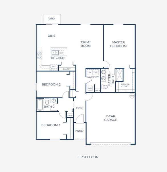 2D floor plan layout for the Violet by Maronda Homes in Inverness, Inverness, FL (Image 3).