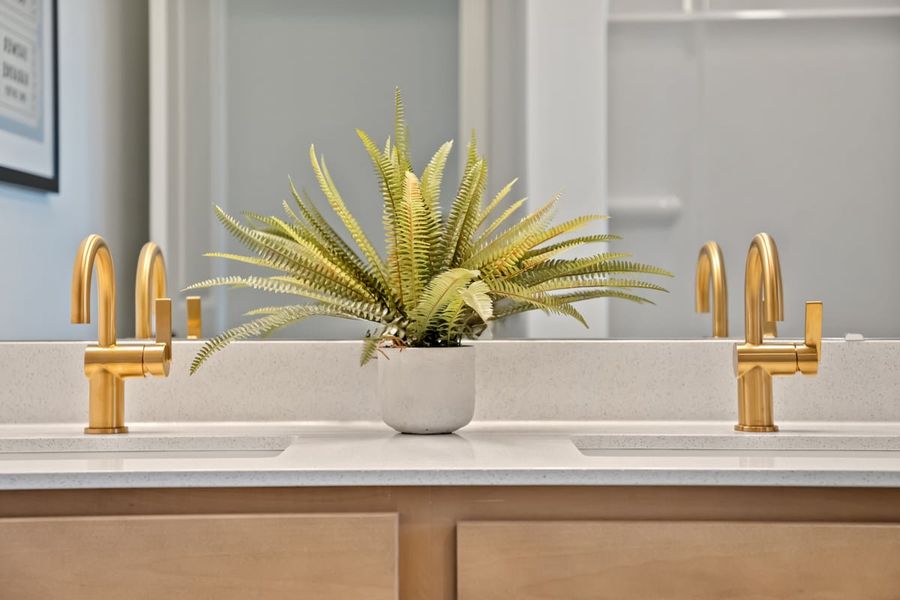 Dual-sink vanity at primary bath